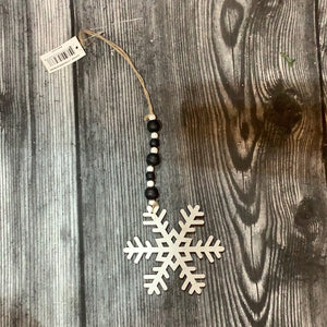 K 4.75” Bead Snowflake Ornament Black