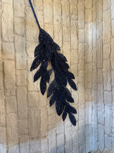 K glittered navy bay leaf