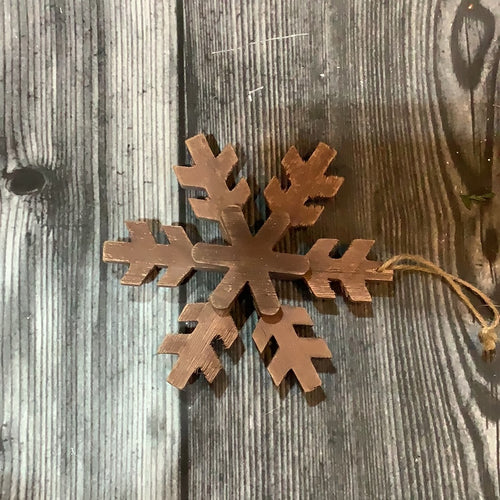 K 7” Snowflake Ornament Wood