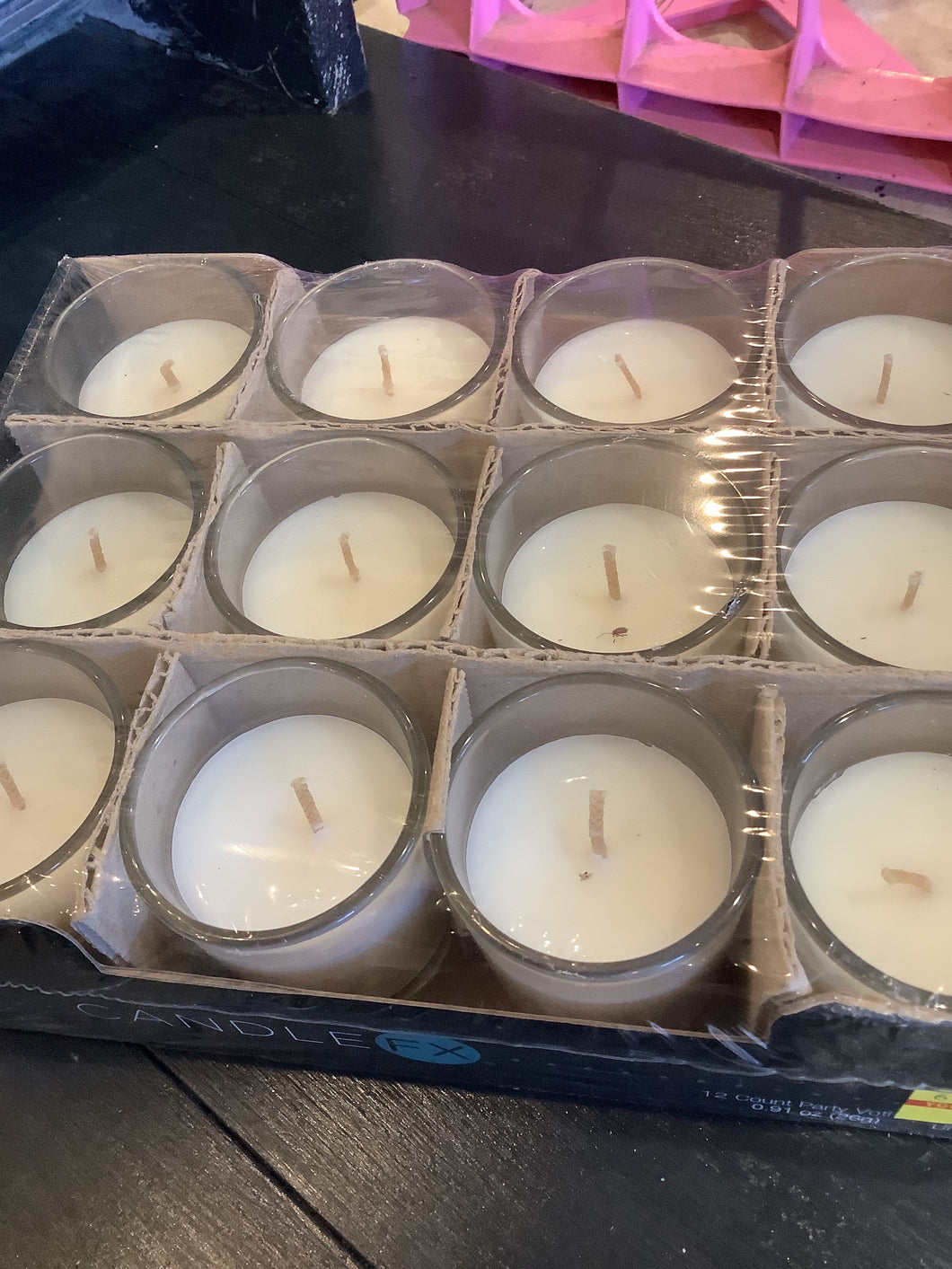 K candle with glass jar tea light