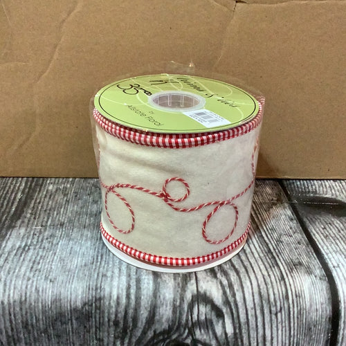 K 4” Candy Cane Cord Ribbon