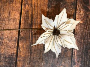 K Felt Jute Bell Poinsettia Stem-White