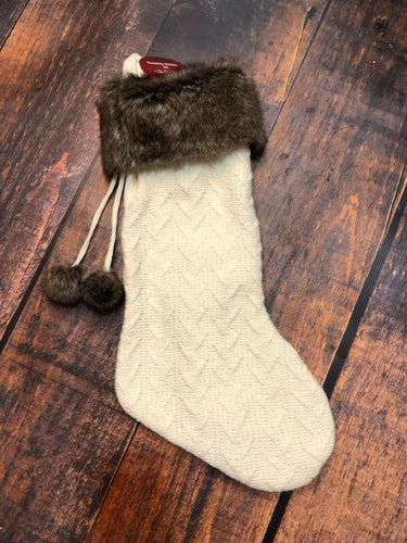 K Holiday Stocking White With Fur