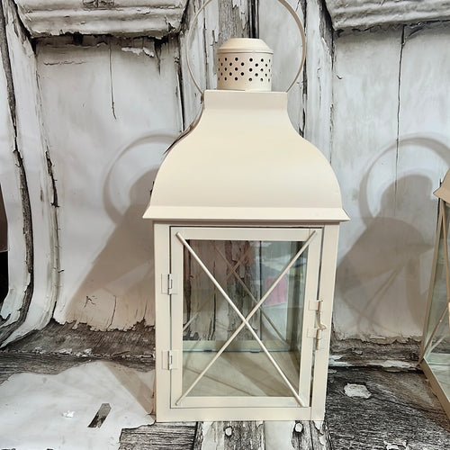 K Large Cream Metal Lantern