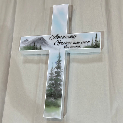 K Solar Cross Stake-Amazing Grace