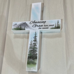 K Solar Cross Stake-Amazing Grace