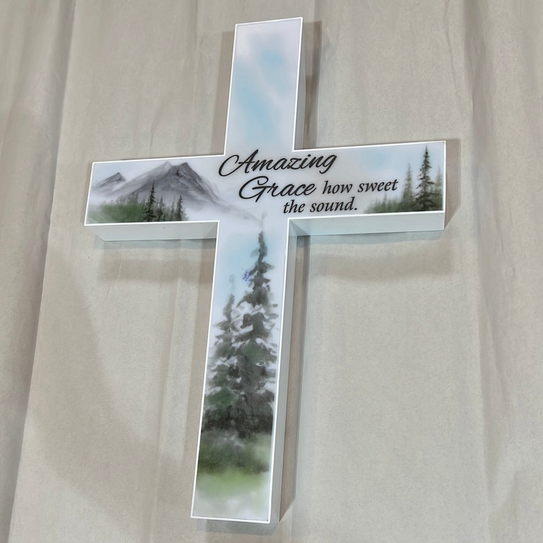 K Solar Cross Stake-Amazing Grace
