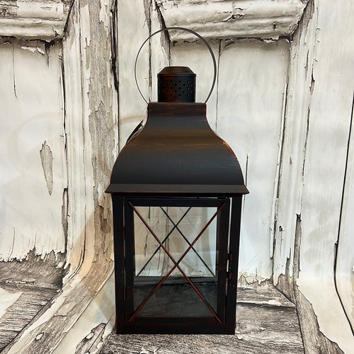 K Large Black/Copper Metal Lantern