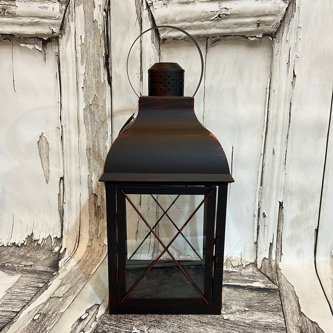 K Large Black/Copper Metal Lantern