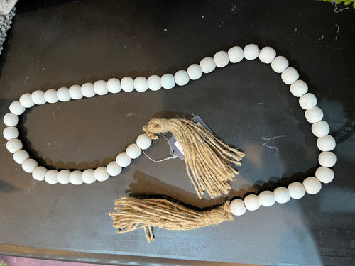 K White Beaded Garland with Tassels