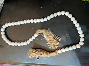K White Beaded Garland with Tassels
