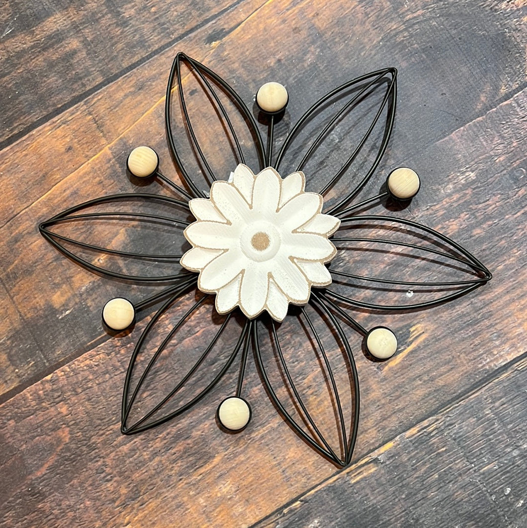 K Metal White Flower Wall Art