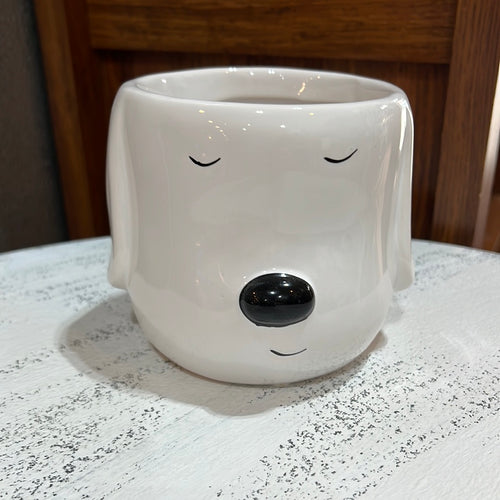 K 4” Dog Face Pot White