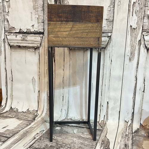 K Large Wood Planter with Metal Stand
