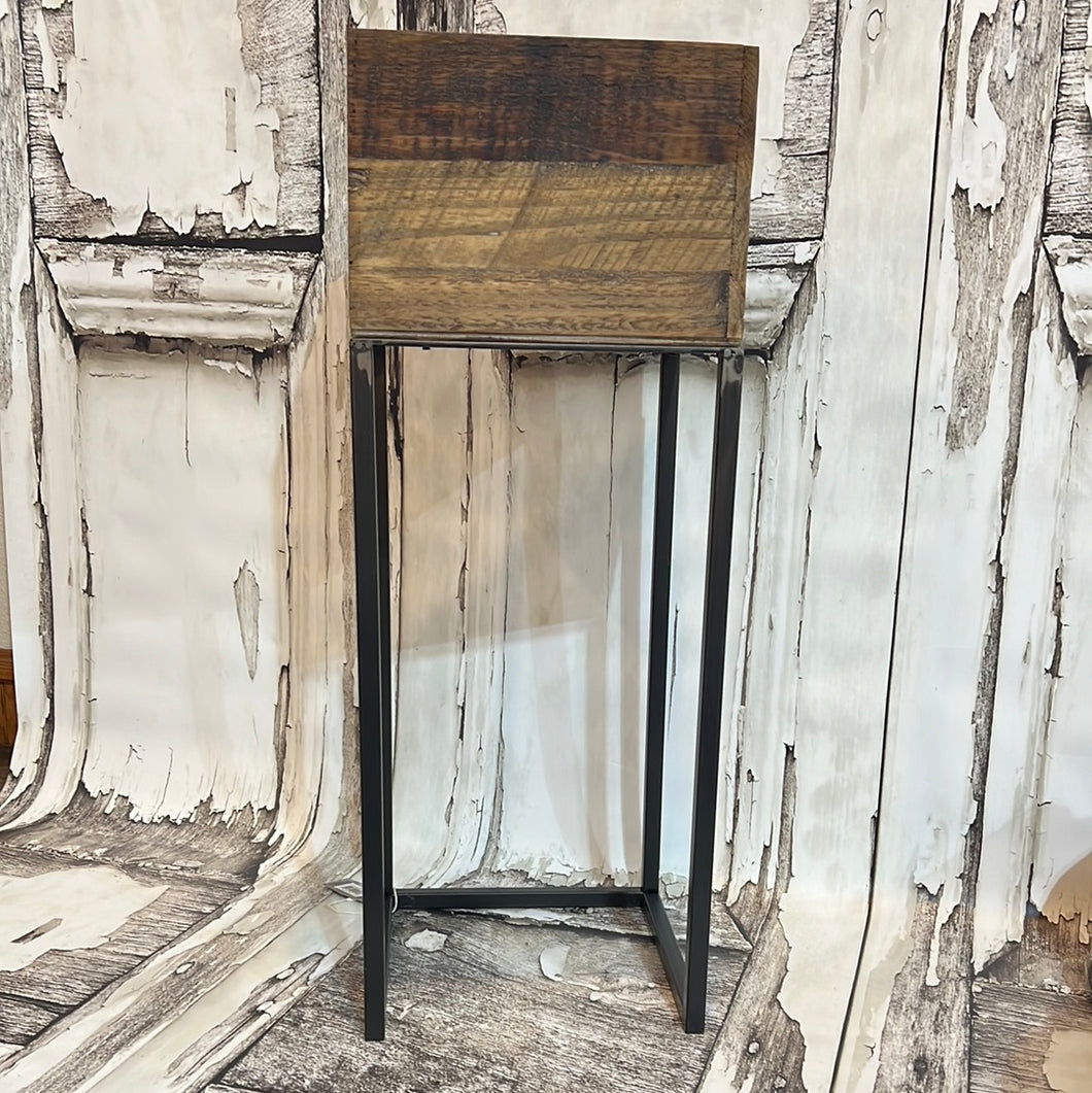 K Large Wood Planter with Metal Stand
