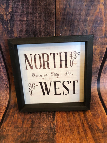 K Orange City Coordinates Sign