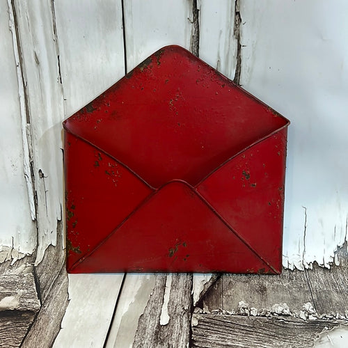K Red Metal Envelope Wall Art